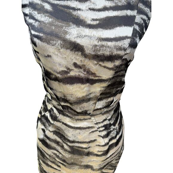 Lanvin Silk Blend Black Silver Metallic Animal Print Sheath Dress - FR36 / US 6 - Picture 5 of 10